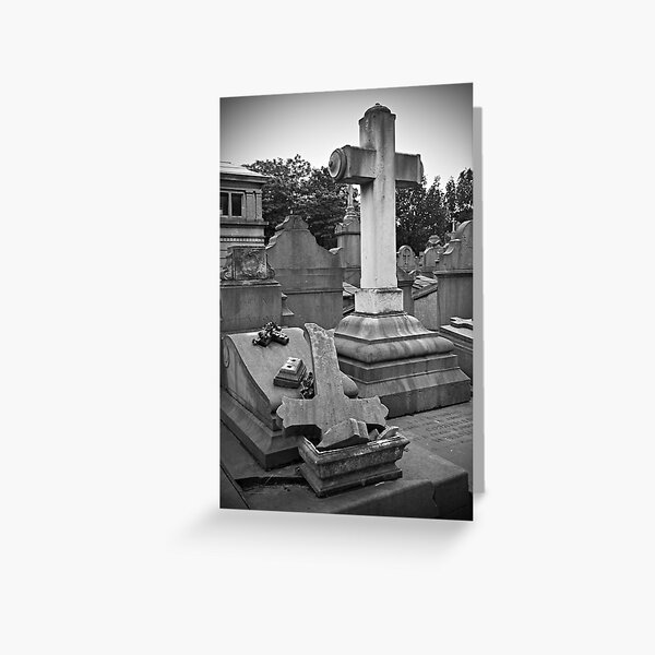 Broken cross and tombstone Greeting Card
