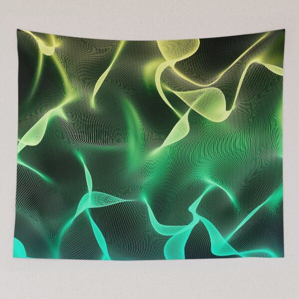 Item preview, Elegant Abstract Waves 2 -Turquoise Green and Yellow- designed and sold by lematworks.