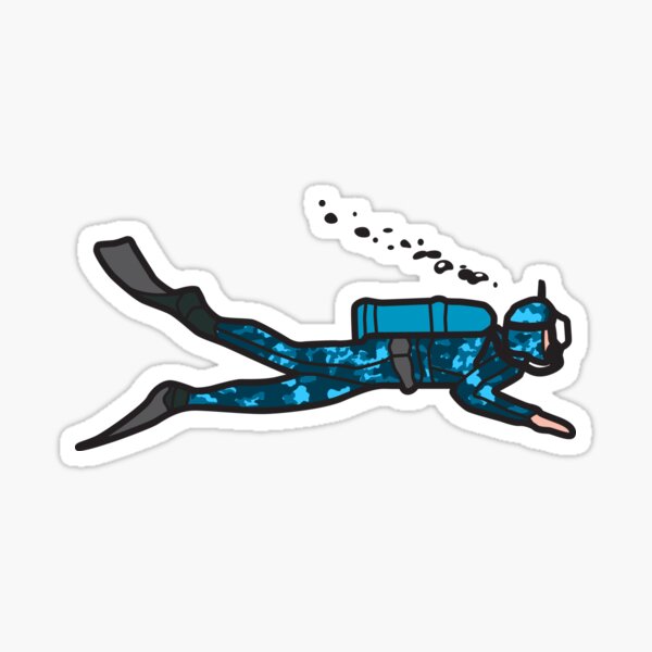 Blue Camouflage Diver Sticker