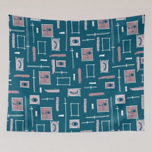 Item preview, Paintbrush Faces Teal designed and sold by radgedesign.