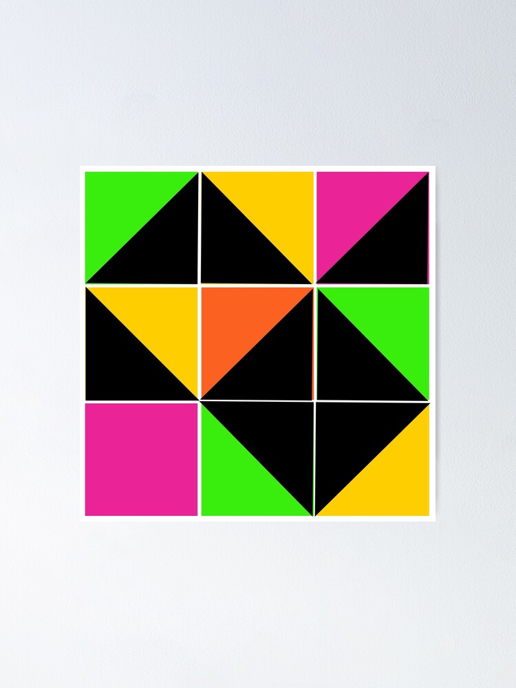 Alternate view of Stephen Sprouse inspired-geometric- color blocked- triangles-day glow colors Poster