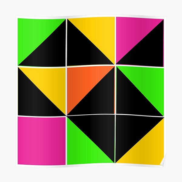 Stephen Sprouse inspired-geometric- color blocked- triangles-day glow colors Poster
