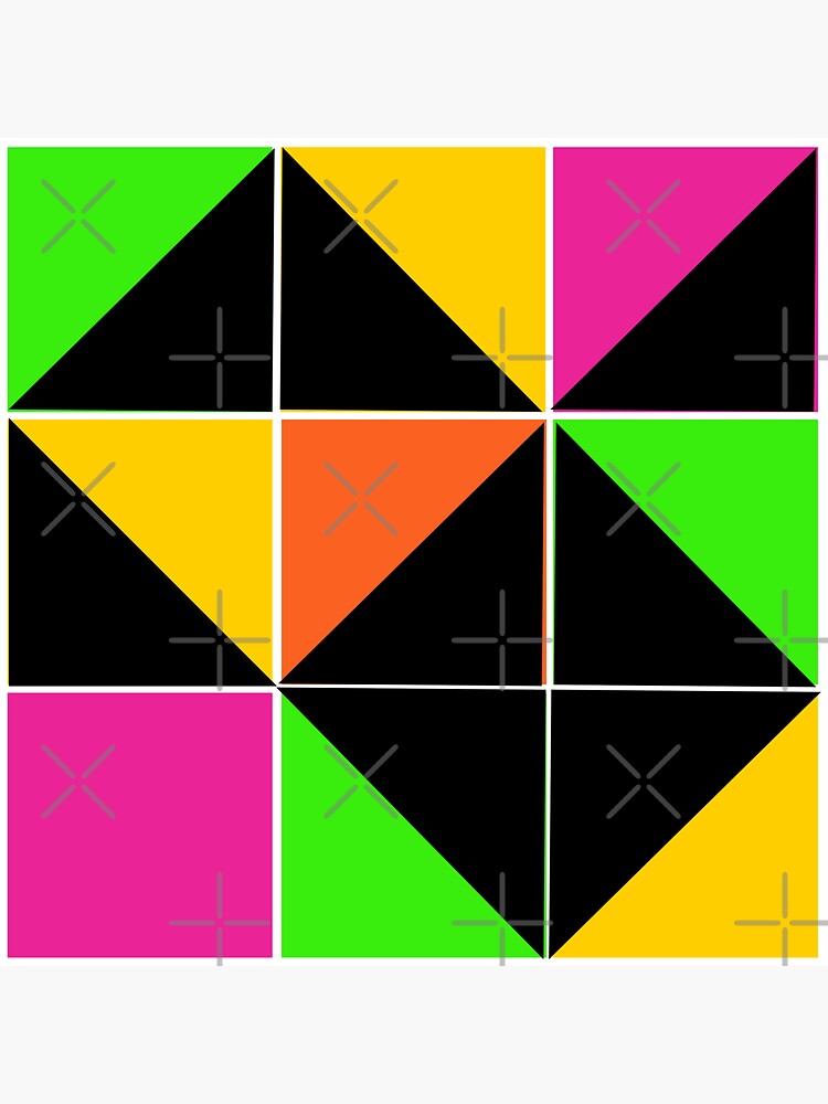 Thumbnail 3 of 3, Sticker, Stephen Sprouse inspired-geometric- color blocked- triangles-day glow colors designed and sold by Emily Gartner.