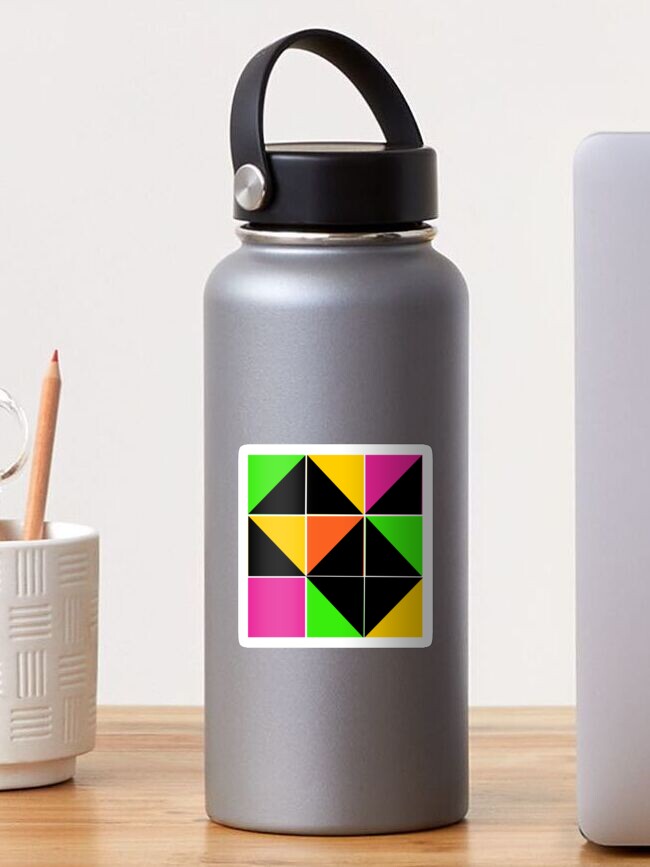 Thumbnail 1 of 3, Sticker, Stephen Sprouse inspired-geometric- color blocked- triangles-day glow colors designed and sold by Emily Gartner.