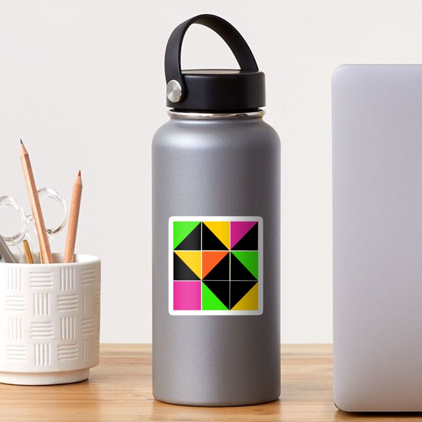 Stephen Sprouse inspired-geometric- color blocked- triangles-day glow colors Sticker