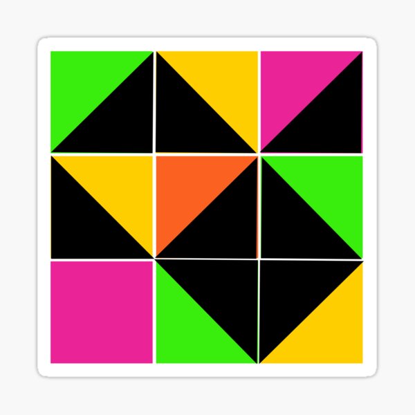 Stephen Sprouse inspired-geometric- color blocked- triangles-day glow colors Sticker