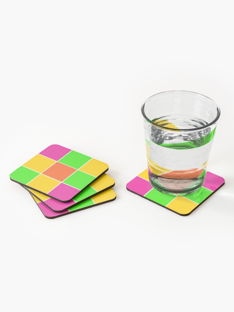 Alternate view of Sprouse inspired color blocks-checkered blocks-pop art Coasters (Set of 4)