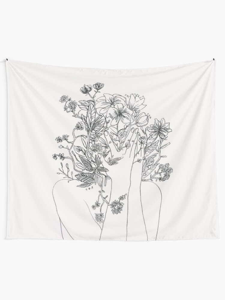 Alternate view of My mind is flowers Tapestry