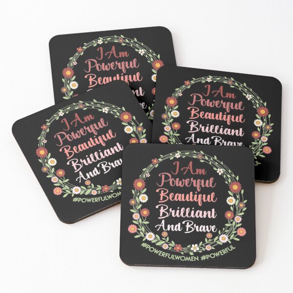 Item preview, I Am Powerful Beautiful Brilliant and Brave Flower Wreath Motivational and Inspirational Gift Apparel for Ladies designed and sold by GabiBlaze.