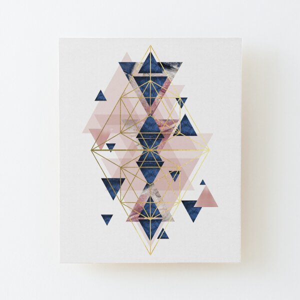 Blush Pink and Navy Geometric Perfection Wood Mounted Print