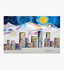 Denver Skyline....Christmas storm Photographic Print