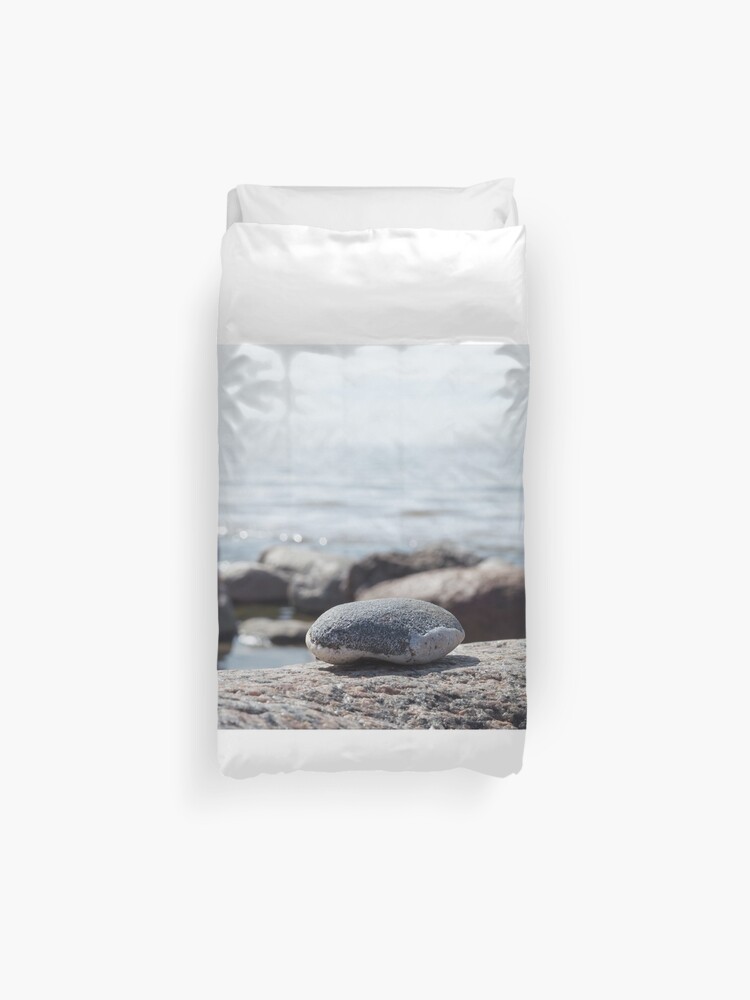 Relaxing Stone Beach Scene At Waterline Duvet Cover By Hellame