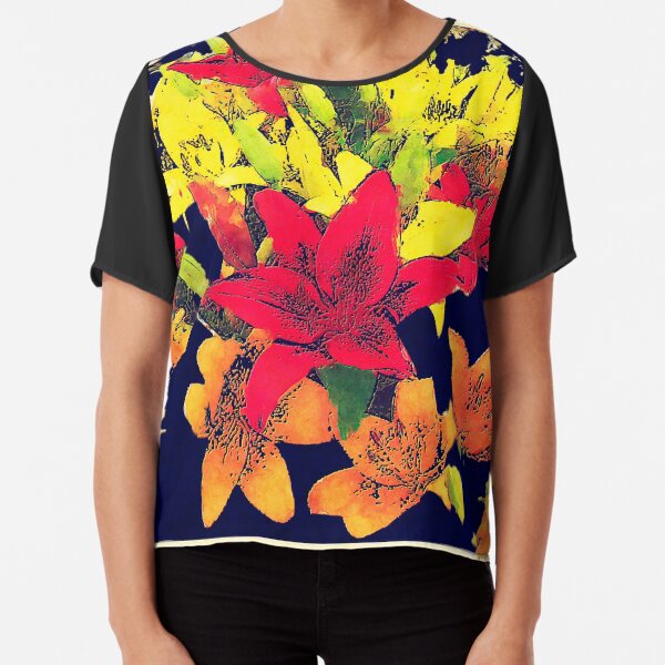Large Bunch of Flowers Chiffon Top