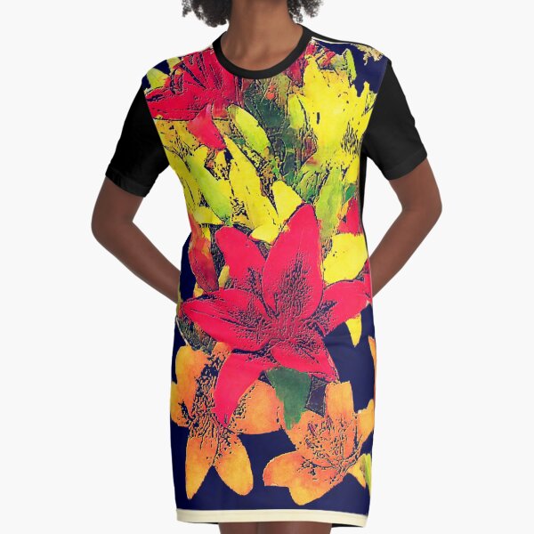 Large Bunch of Flowers Graphic T-Shirt Dress