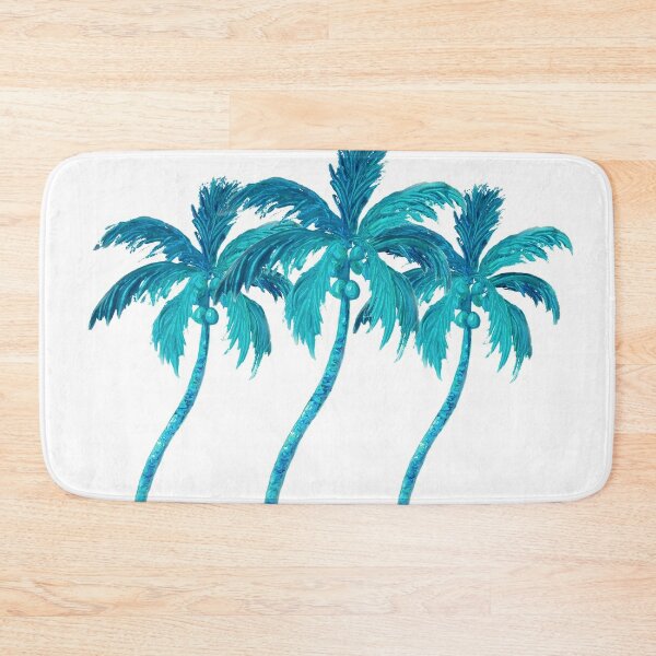 Coconut Palm Tree Silhouettes Exotic Island Summer Beach Art Area Rug Tropical Bathroom Mat 24 x 72 Dark Coral Pale Pink Turquoise 