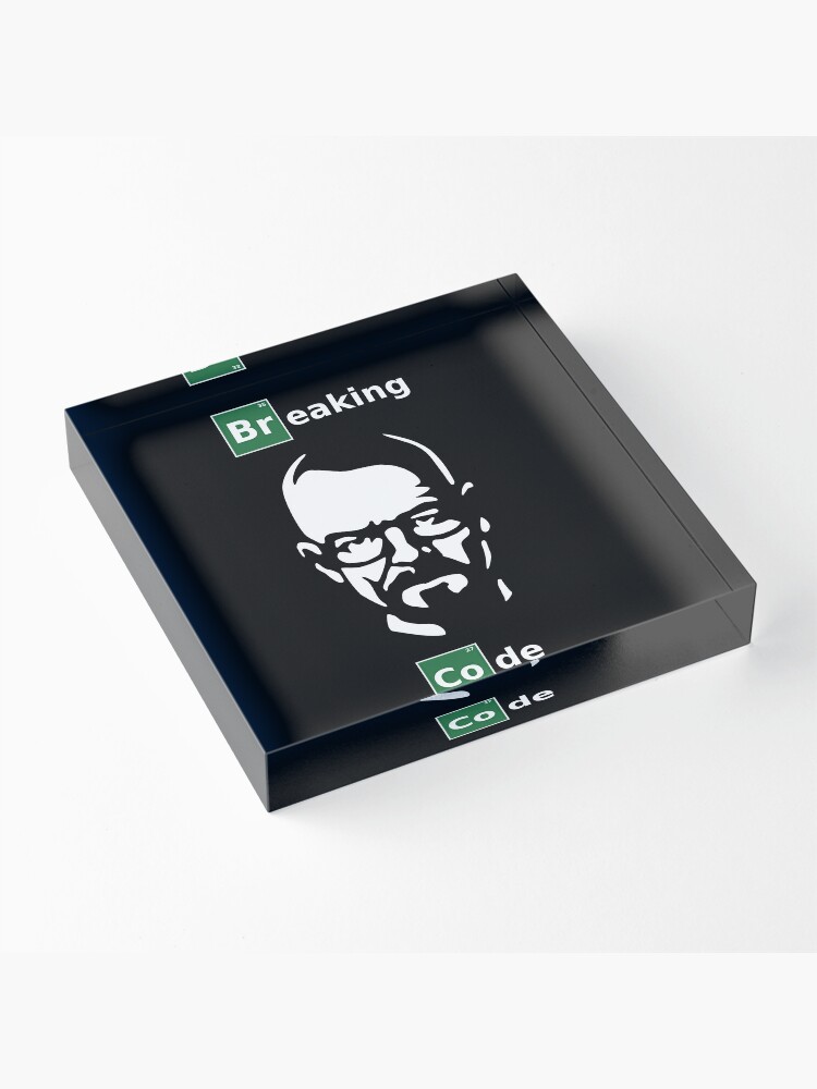 Alternate view of Breaking Code - White/Green Parody Design for Programmers Acrylic Block