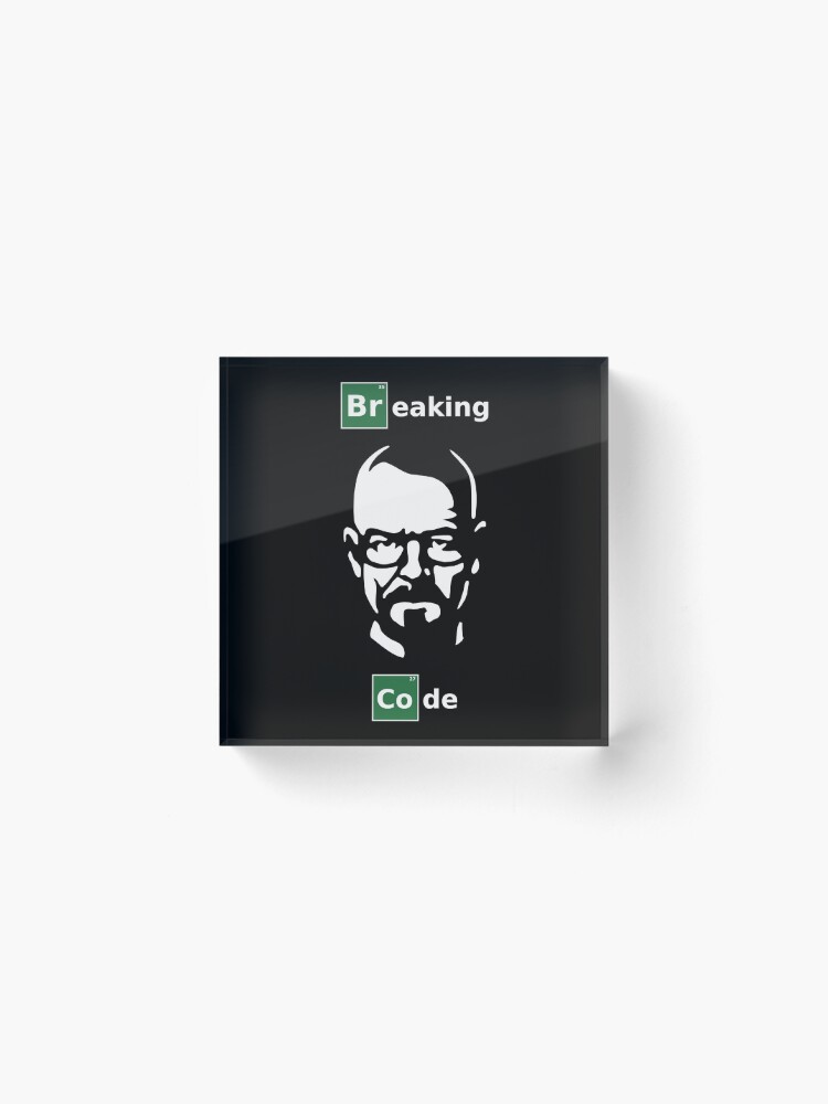 Alternate view of Breaking Code - White/Green Parody Design for Programmers Acrylic Block