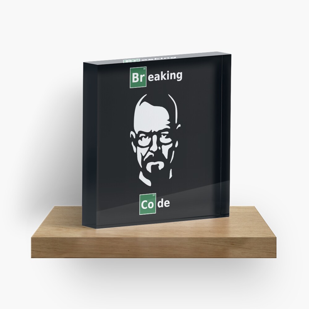 Breaking Code - White/Green Parody Design for Programmers Acrylic Block