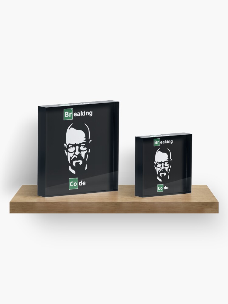Alternate view of Breaking Code - White/Green Parody Design for Programmers Acrylic Block