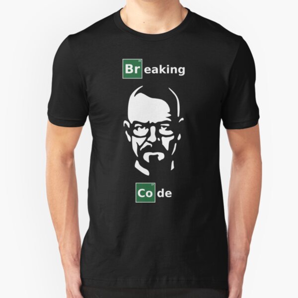 Breaking Code - White/Green Parody Design for Programmers Slim Fit T-Shirt