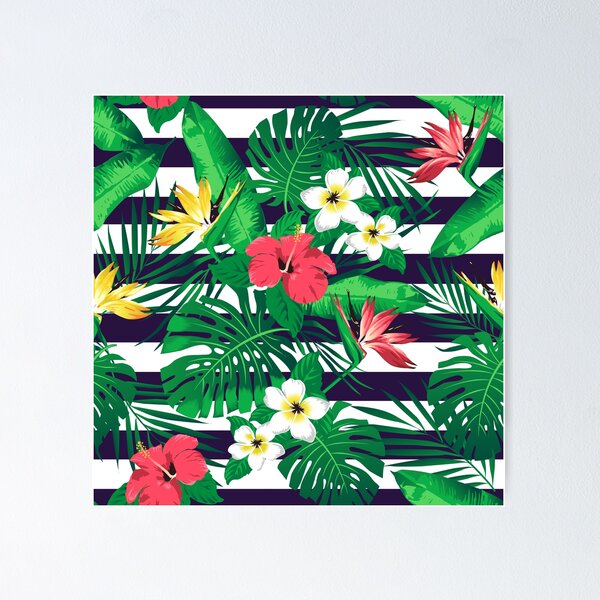 Aperçu de l'œuvre Rayure Florale Tropicale créée et vendue par kate-creates.