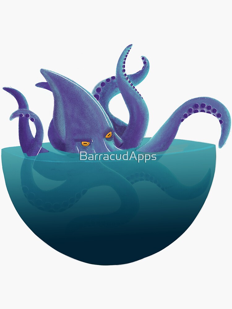 Aperçu 3 sur 3. Sticker avec l'œuvre Kraken créée et vendue par BarracudApps.