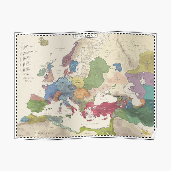 Europe AD 1000 Poster