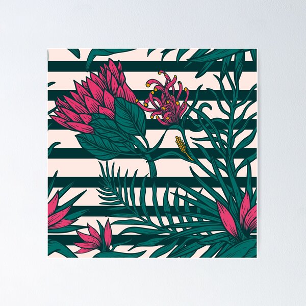 Aperçu de l'œuvre Rayure Tropicale Rose créée et vendue par kate-creates.