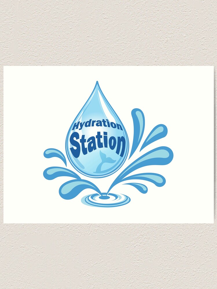 hydration-station-logo-design-with-water-drop-and-whale-tail-silhouette-art-print-for-sale-by-zit-zat-zot-redbubble for Free Printable Hydration Station Sign Hydration Station Logo Design with water drop and whale tail silhouette