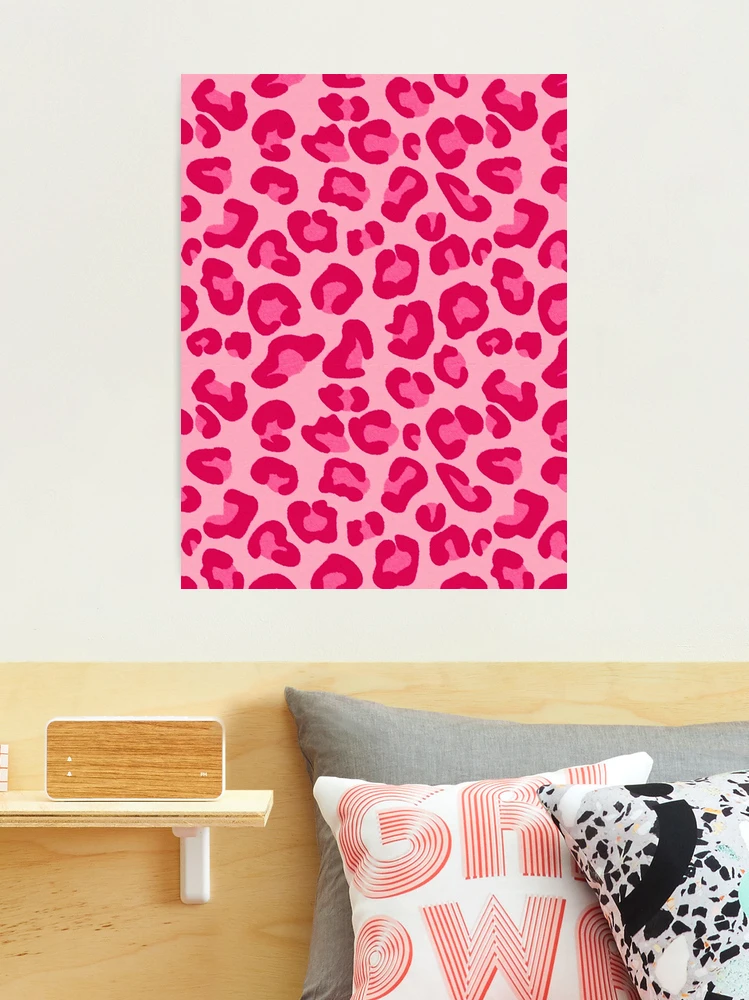 Personalized Leopard Pet Bowl Mat, Hot Pink Fuchsia and White