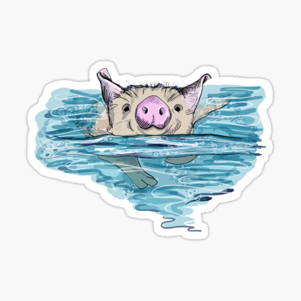 Artikel-Vorschau von Bahamas-Schwimmen-Schwein, designt und verkauft von KitCatCards.