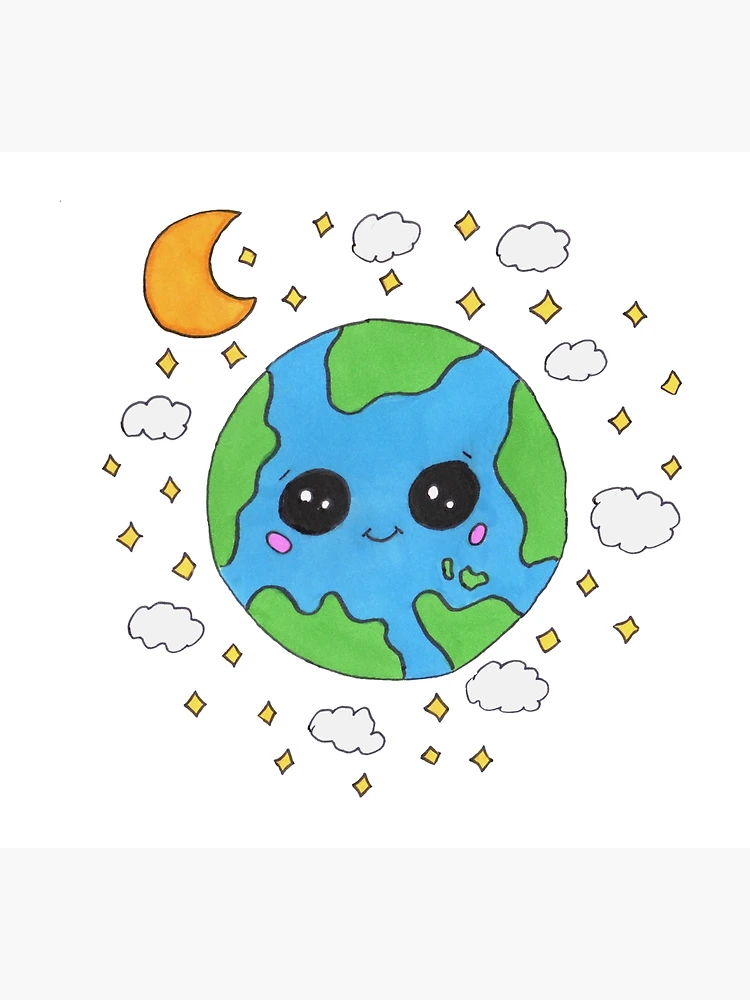 Simple drawing of the Earth and continents coloring page