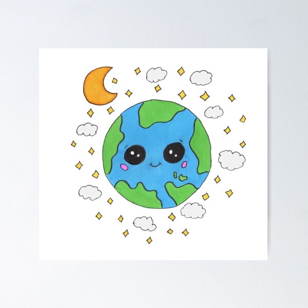 Item preview, Cute cartoon of planet Earth designed and sold by Kitten2525.