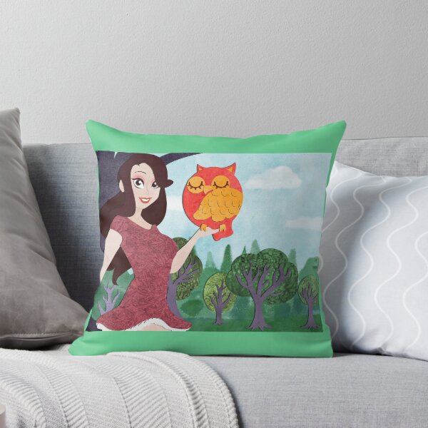 Item preview, girl and her owl in a paper nature designed and sold by Ewillice.