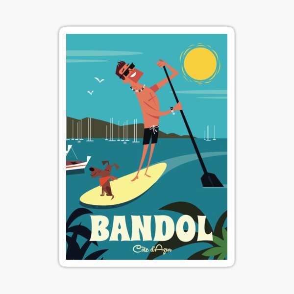 Item preview, Bandol paddleboarder poster designed and sold by GAGodel.