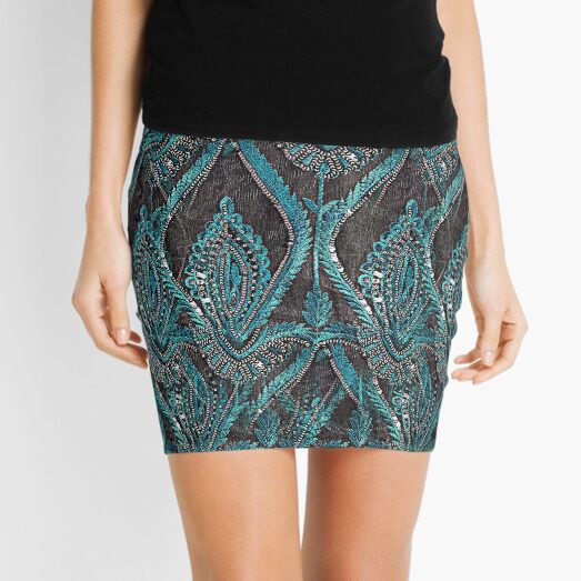 aBlack and turquise pattern Mini Skirt