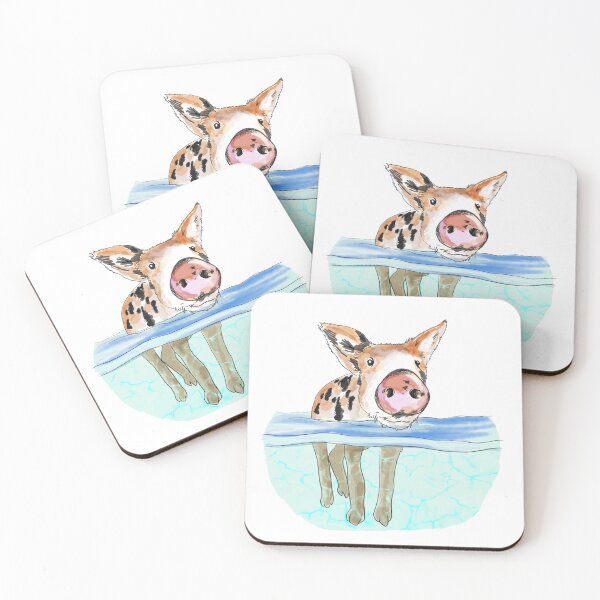 Item preview, Bahamas Floating Swimming Piglet designed and sold by KitCatCards.