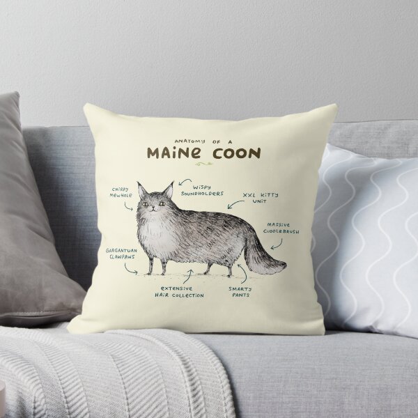 Anatomy of a Maine Coon Throw Pillow