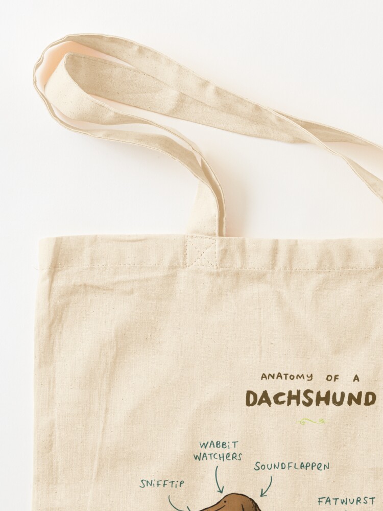 Tote Bag, Anatomy of a Dachshund designed and sold by Sophie Corrigan