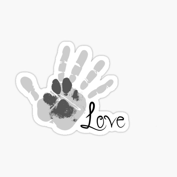Paw in Hand Love Sticker