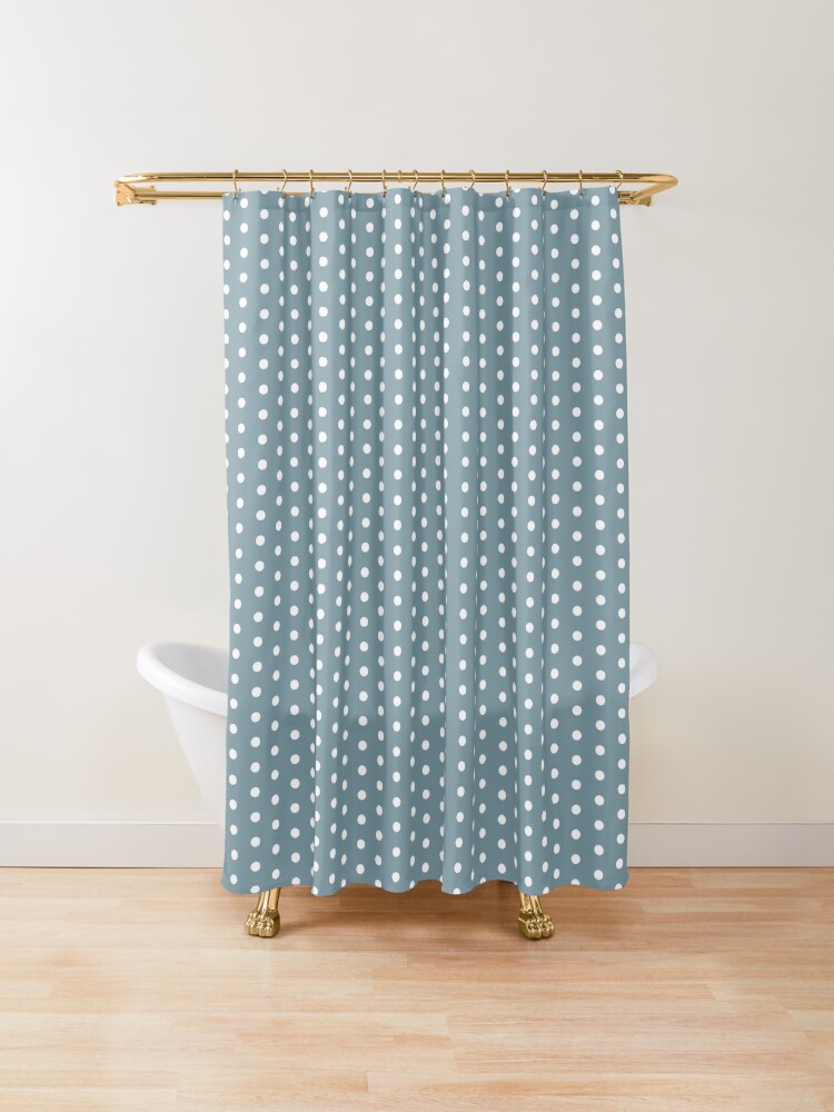 "White Polka Dots on Cobalt" Shower Curtain by stuartjsharples Redbubble