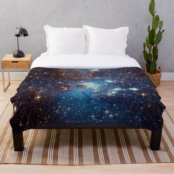Blue Nebula Stars Space Throw Blanket