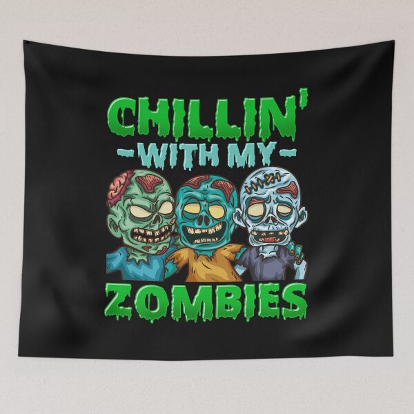 Item preview, Chillin with my Zombies graphic for a Halloween Fan designed and sold by biNutz.