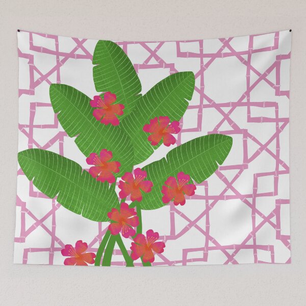 Item preview, Pink Bamboo Trellis and Tropical Plants designed and sold by jenbucheli.