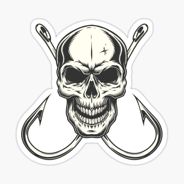 Skull Fishing Stickers for Sale