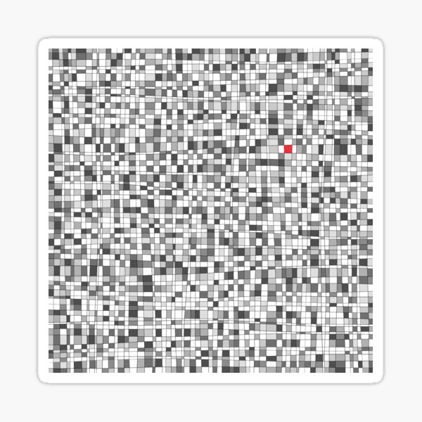 Gray Scale and Red Grid - Something's Still Here Sticker