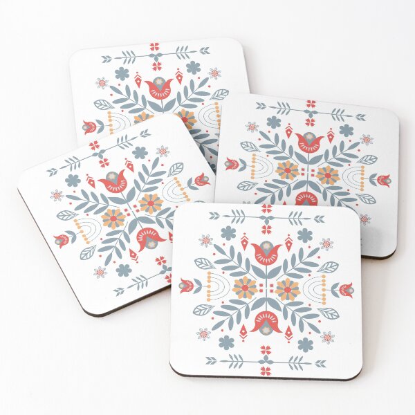 Scandinavian Folk Coasters (Set of 4)