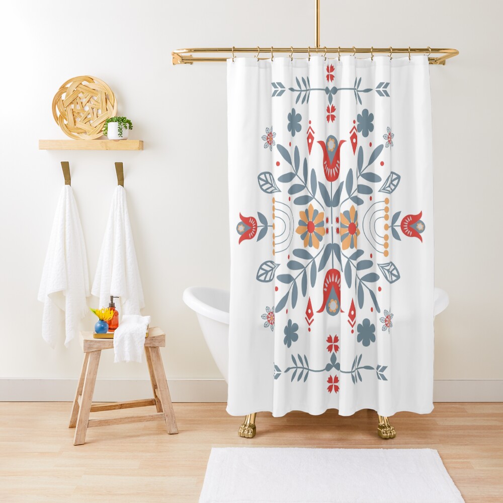 "Scandinavian Folk" Shower Curtain for Sale by NordicStudio Redbubble