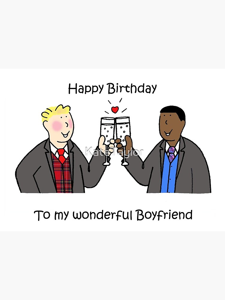 Impression Rigide Joyeux Anniversaire Au Couple Multiracial De Petit Ami Gay Par Katetaylor Redbubble