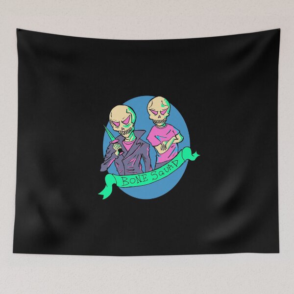 Item preview, "Bone Squad" Neon highlighted Skeletons designed and sold by AwfulWaflePress.